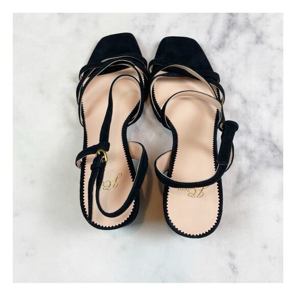 J. Crew Odette Black Strappy Block Heel Suede Sandals - Picture 6 of 11
